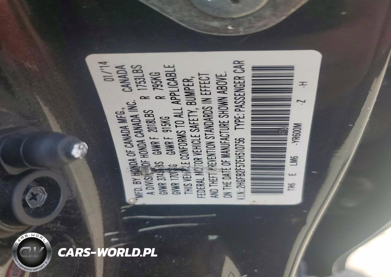 2014 Honda Civic Lx VIN:2HGFB2F57EH510756 - 12