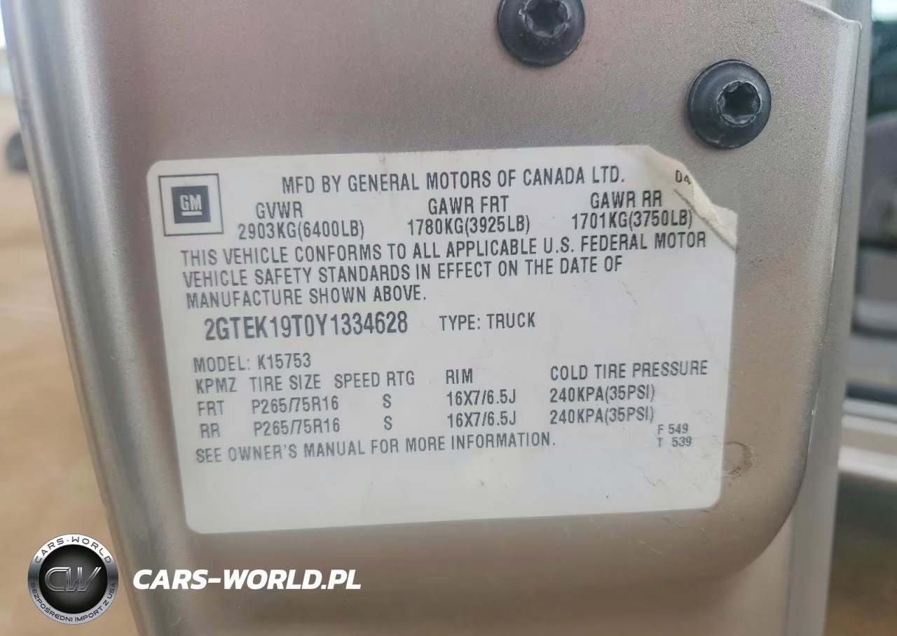 2000 GMC New Sierra K1500 VIN:2GTEK19T0Y1334628 - 12