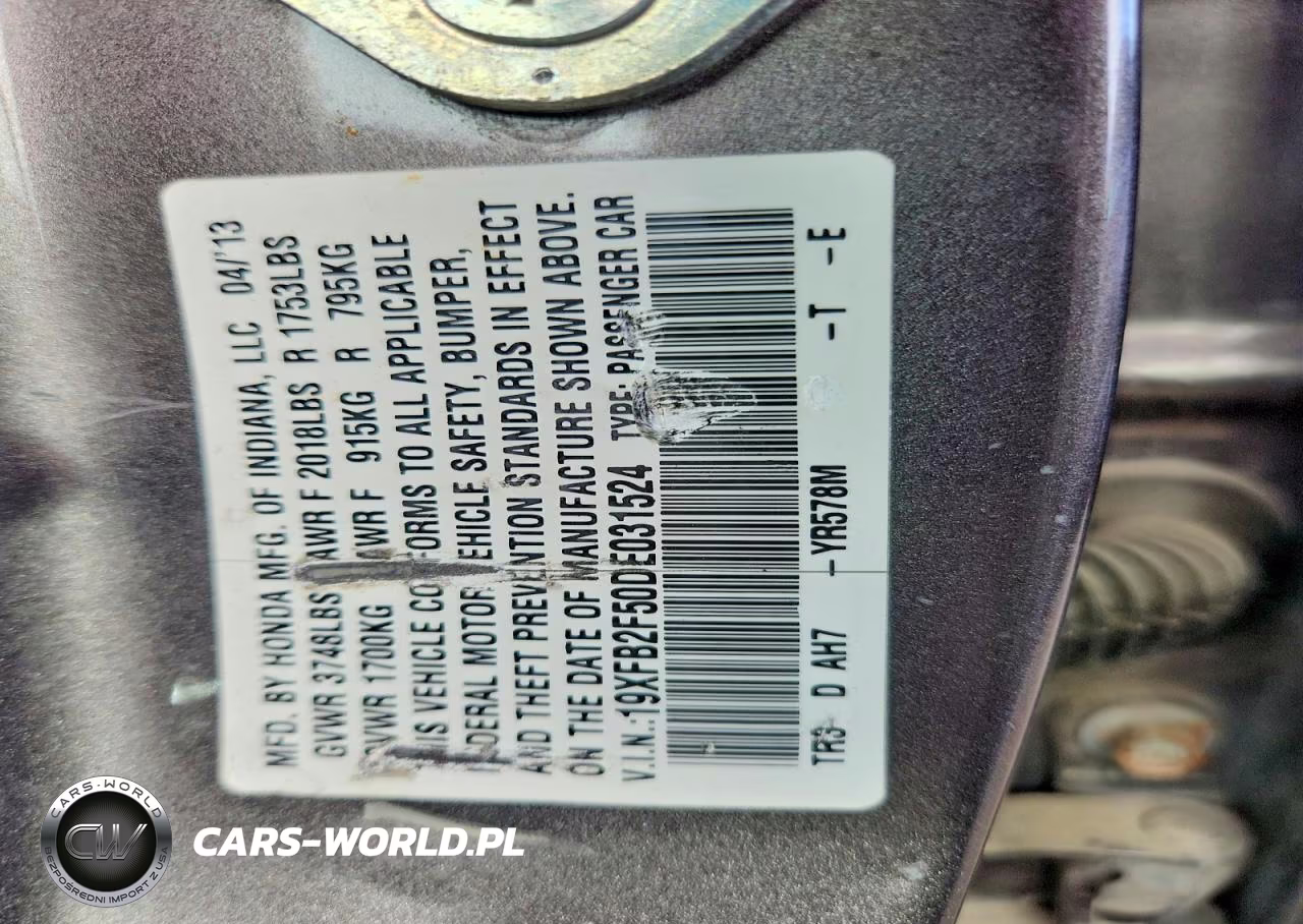 2013 Honda Civic Lx VIN:19XFB2F50DE031524 - 12