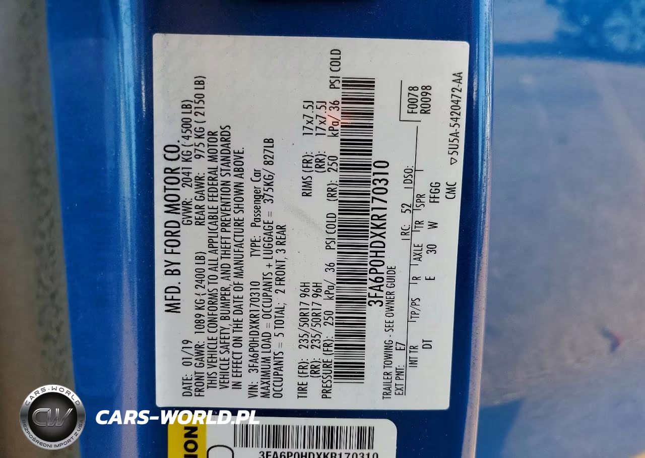 2019 Ford Fusion Se VIN:3FA6P0HDXKR170310 - 12