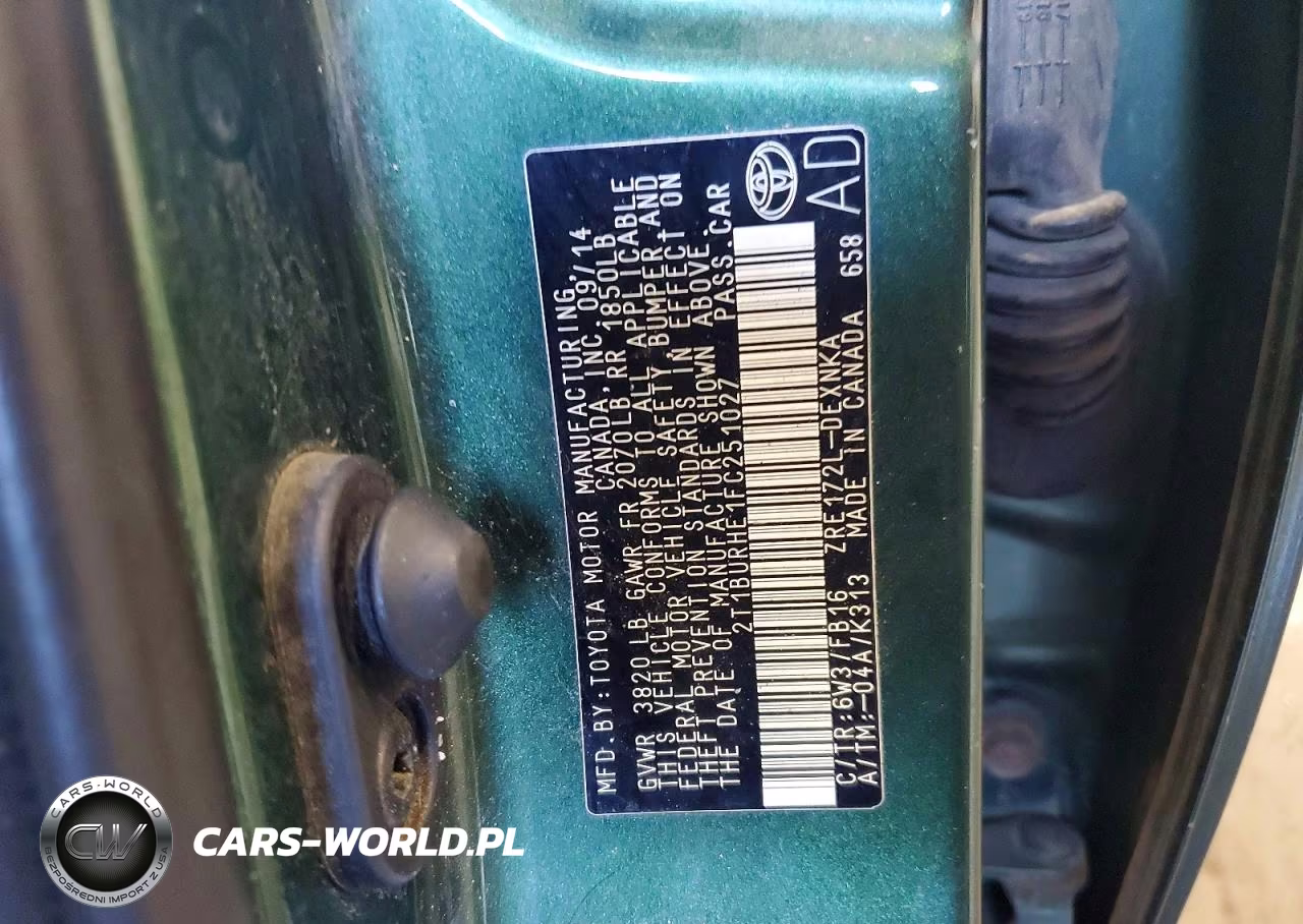 2015 Toyota Corolla Le Plus VIN:2T1BURHE1FC251027 - 12