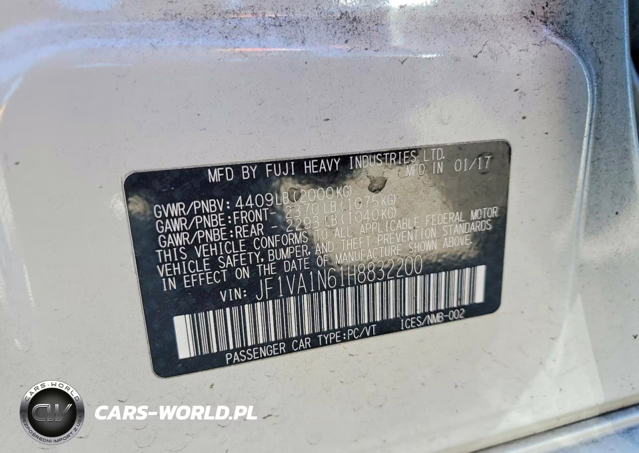2017 Subaru Wrx Limited VIN:JF1VA1N61H8832200 - 12