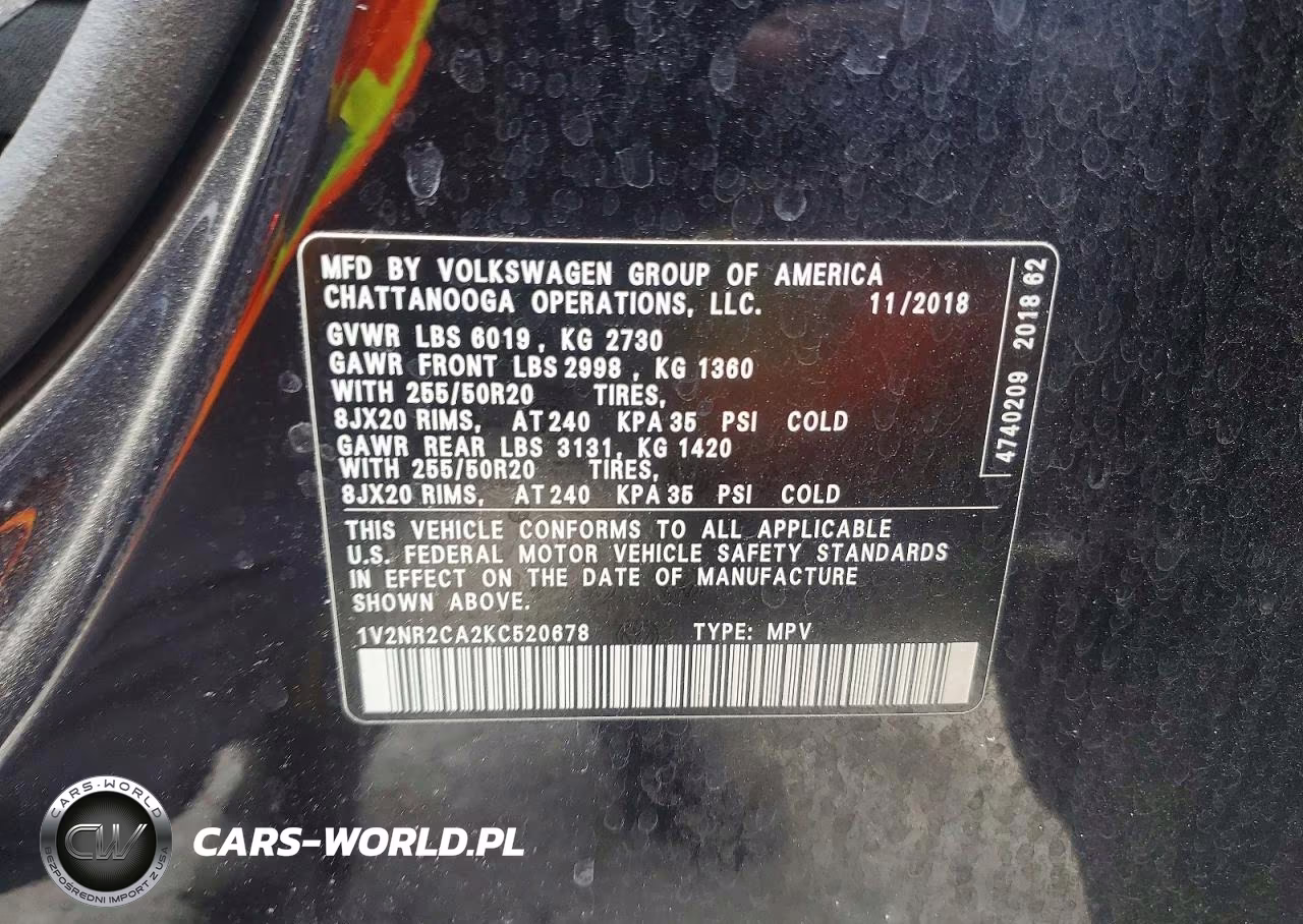 2019 Volkswagen Atlas Sel Premium VIN:1V2NR2CA2KC520678 - 14