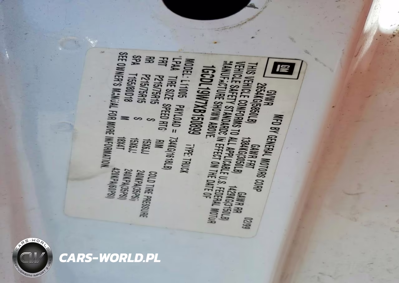 1999 Chevrolet Astro VIN:1GCDL19W7XB150899 - 13