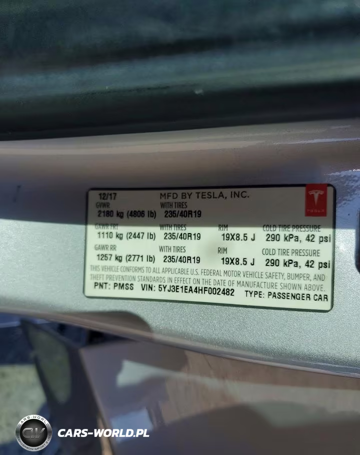 2017 Tesla Model 3 VIN:5YJ3E1EA4HF002482 - 12