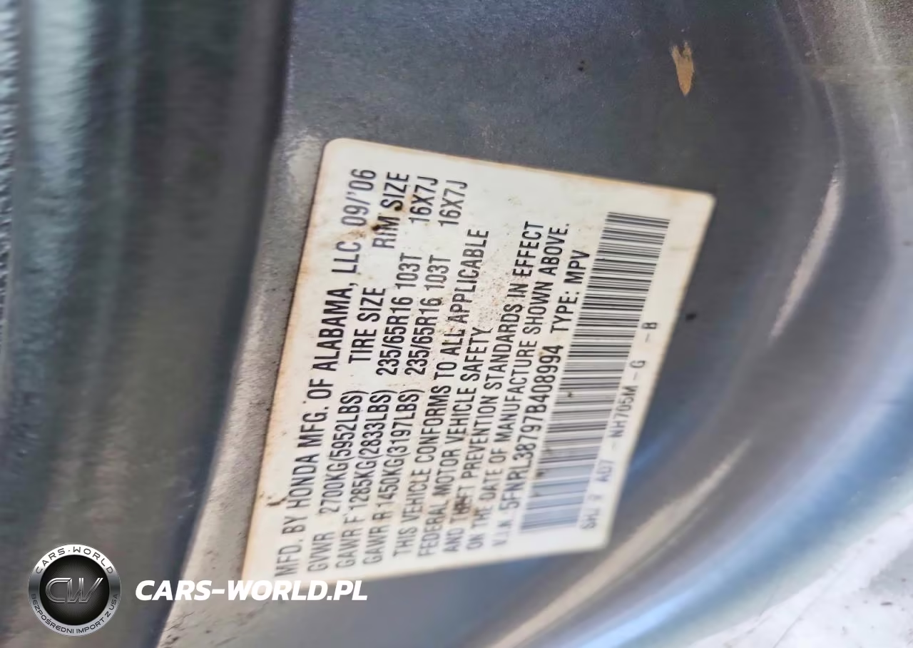 2007 Honda Odyssey Exl VIN:5FNRL38797B408994 - 12
