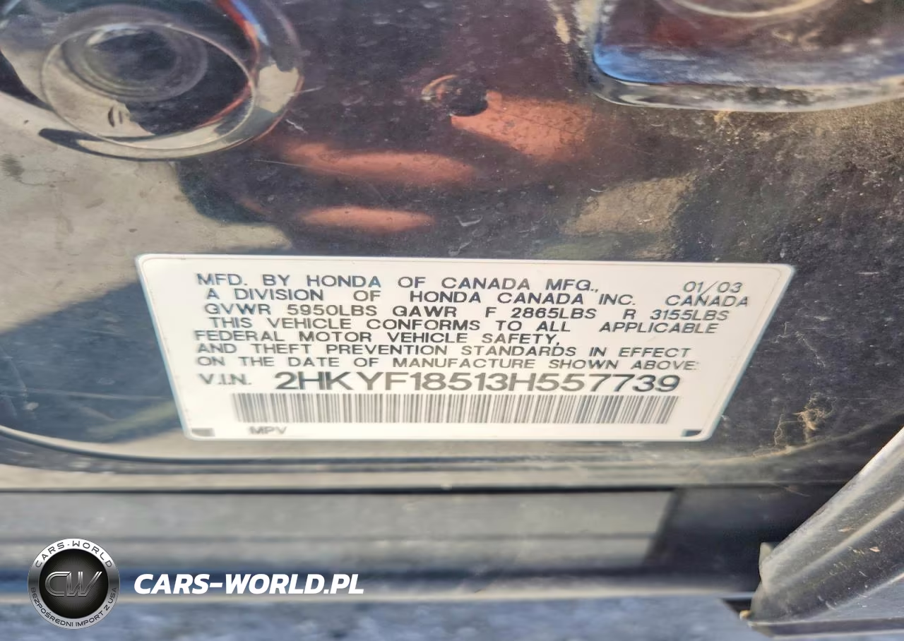 2003 Honda Pilot Exl VIN:2HKYF18513H557739 - 13