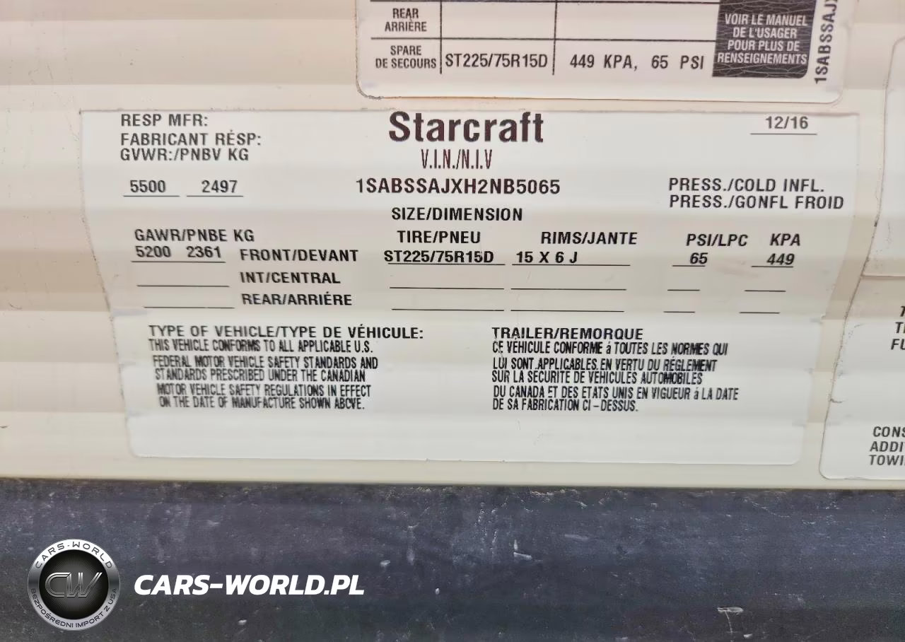 2017 Starcraft Autumn Ridge Camper VIN:1SABSSAJXH2NB5065 - 10