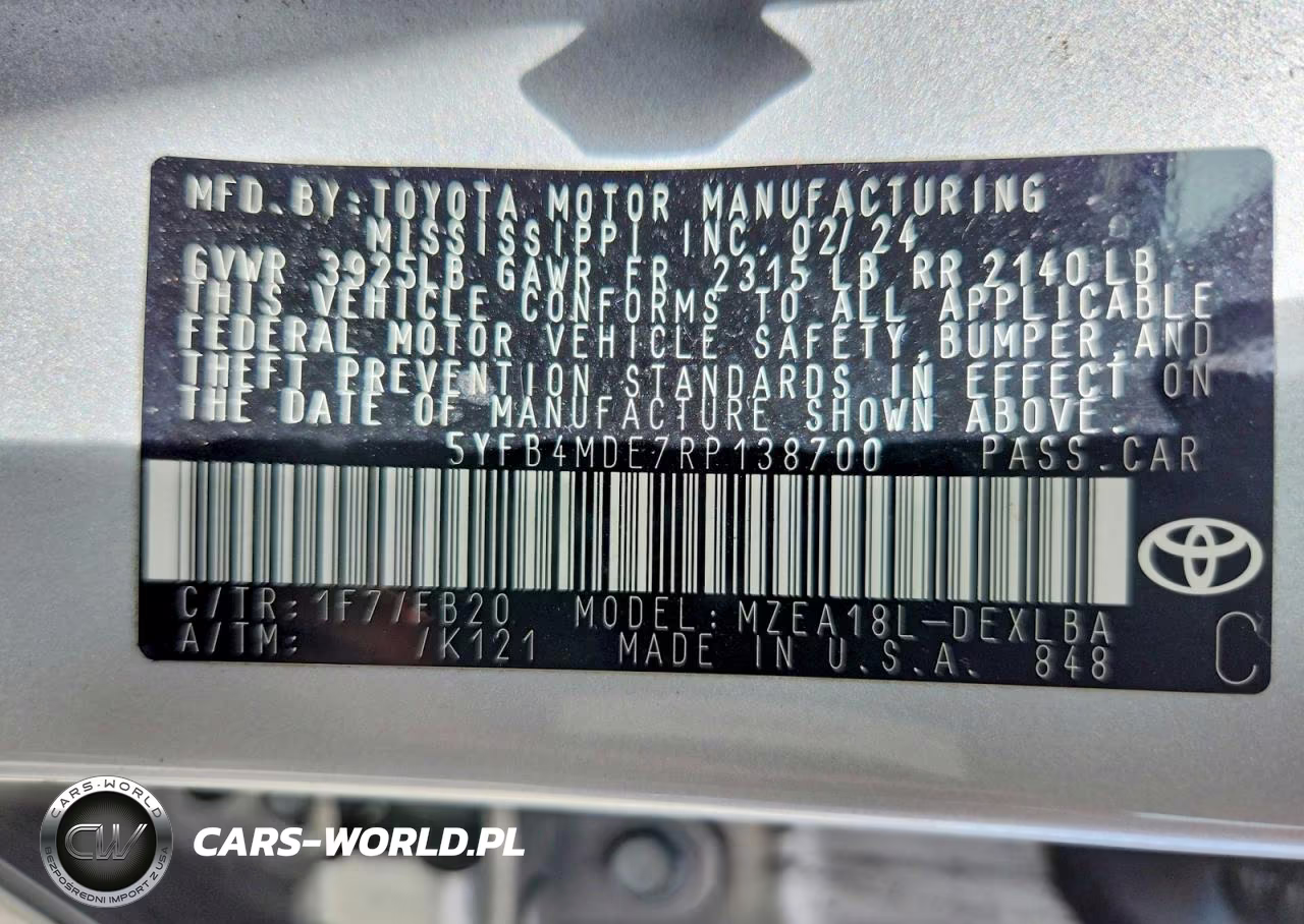 2024 Toyota Corolla Le VIN:5YFB4MDE7RP138700 - 13