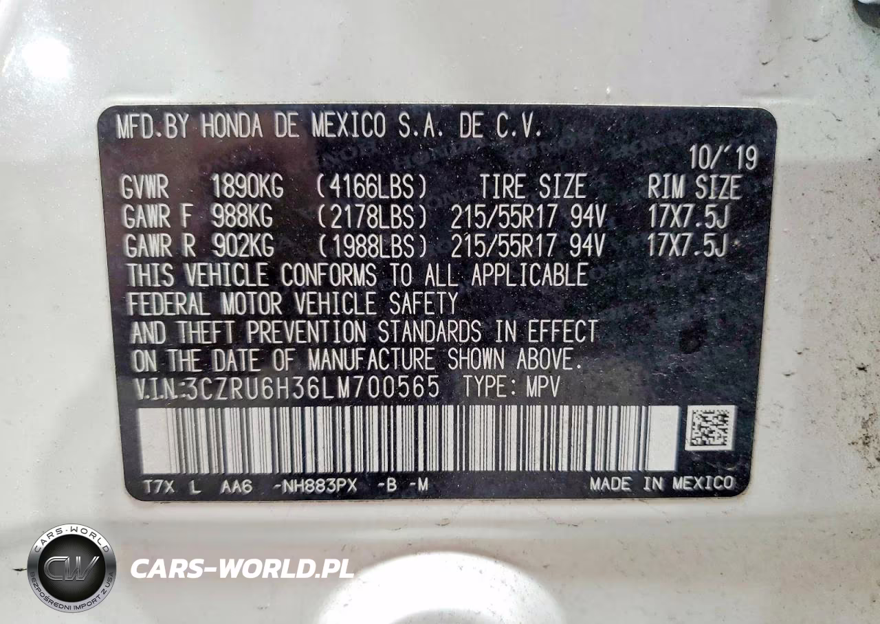 2020 Honda Hr-V Lx VIN:3CZRU6H36LM700565 - 13