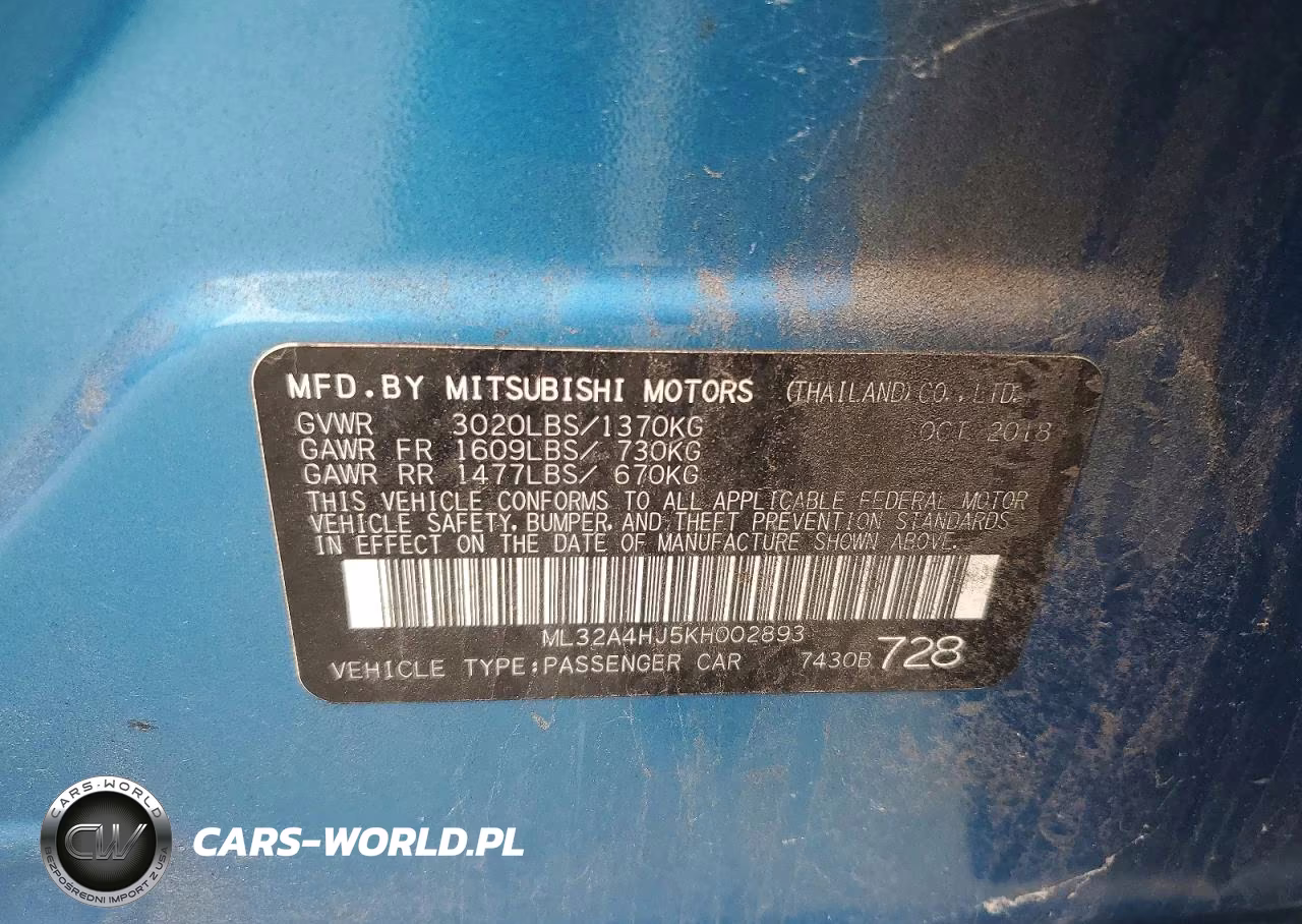 2019 Mitsubishi Mirage Se VIN:ML32A4HJ5KH002893 - 13