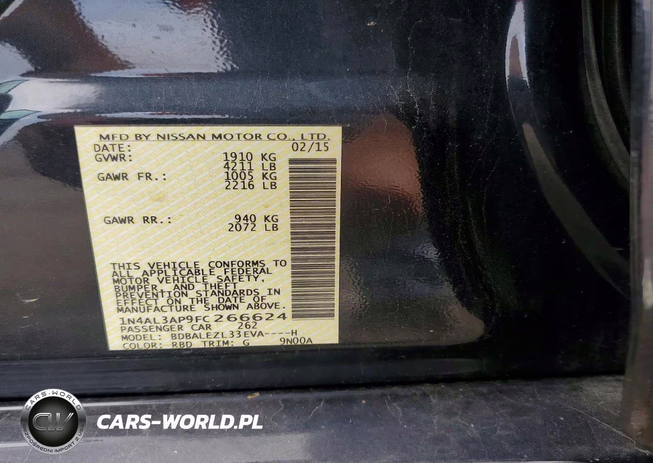2015 Nissan Altima 2.5 S VIN:1N4AL3AP9FC266624 - 12