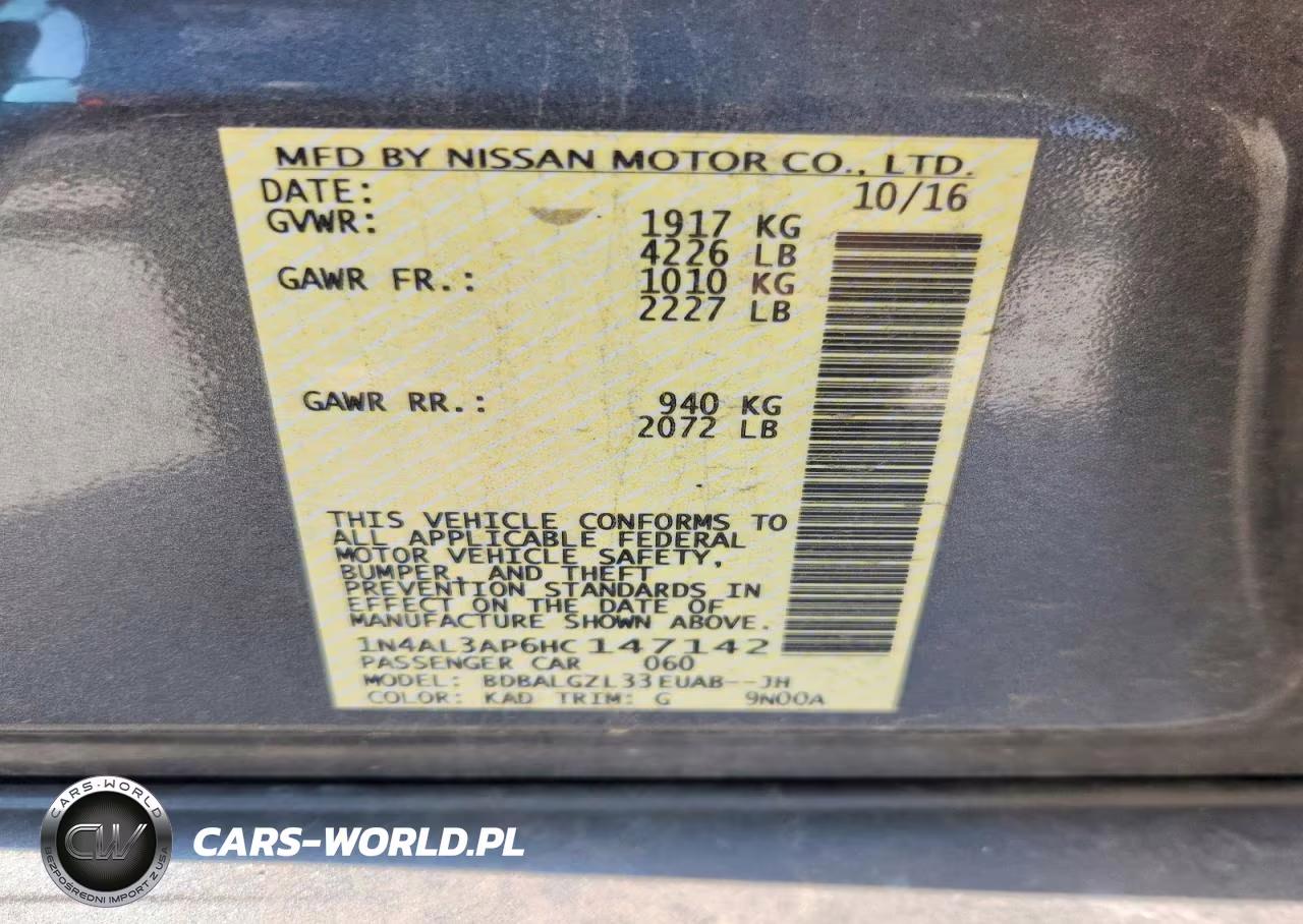 2017 Nissan Altima 2.5 S VIN:1N4AL3AP6HC147142 - 12