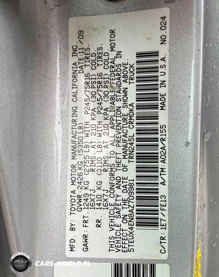 2010 Toyota Tacoma Access Cab VIN:5TEUX4EN8AZ709981 - 9