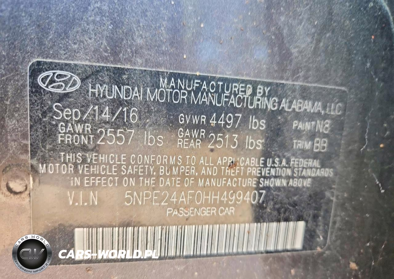 2017 Hyundai Sonata Se VIN:5NPE24AF0HH499407 - 12