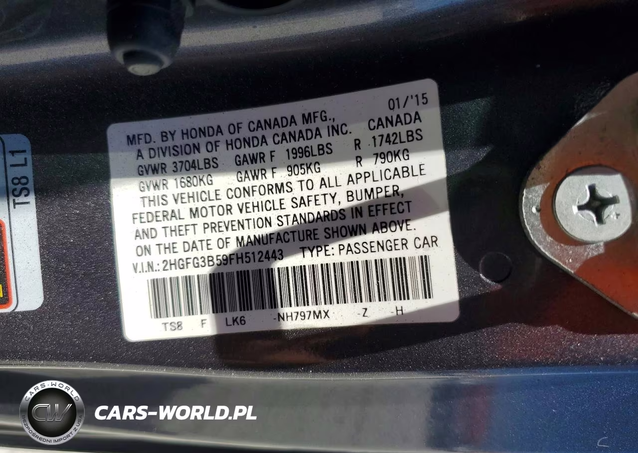 2015 Honda Civic Lx VIN:2HGFG3B59FH512443 - 13