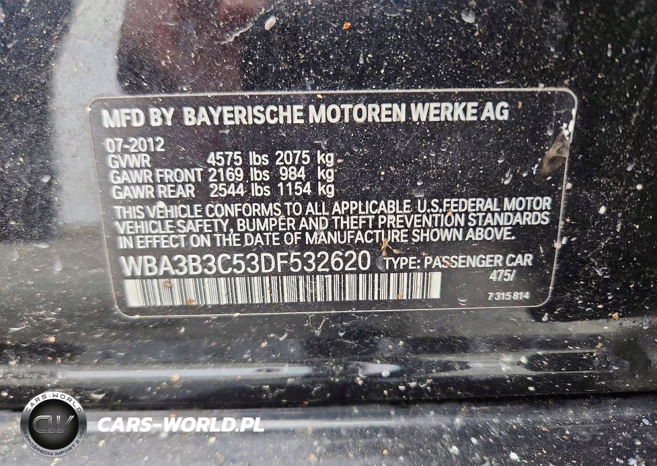 2013 BMW 328 Xi VIN:WBA3B3C53DF532620 - 12