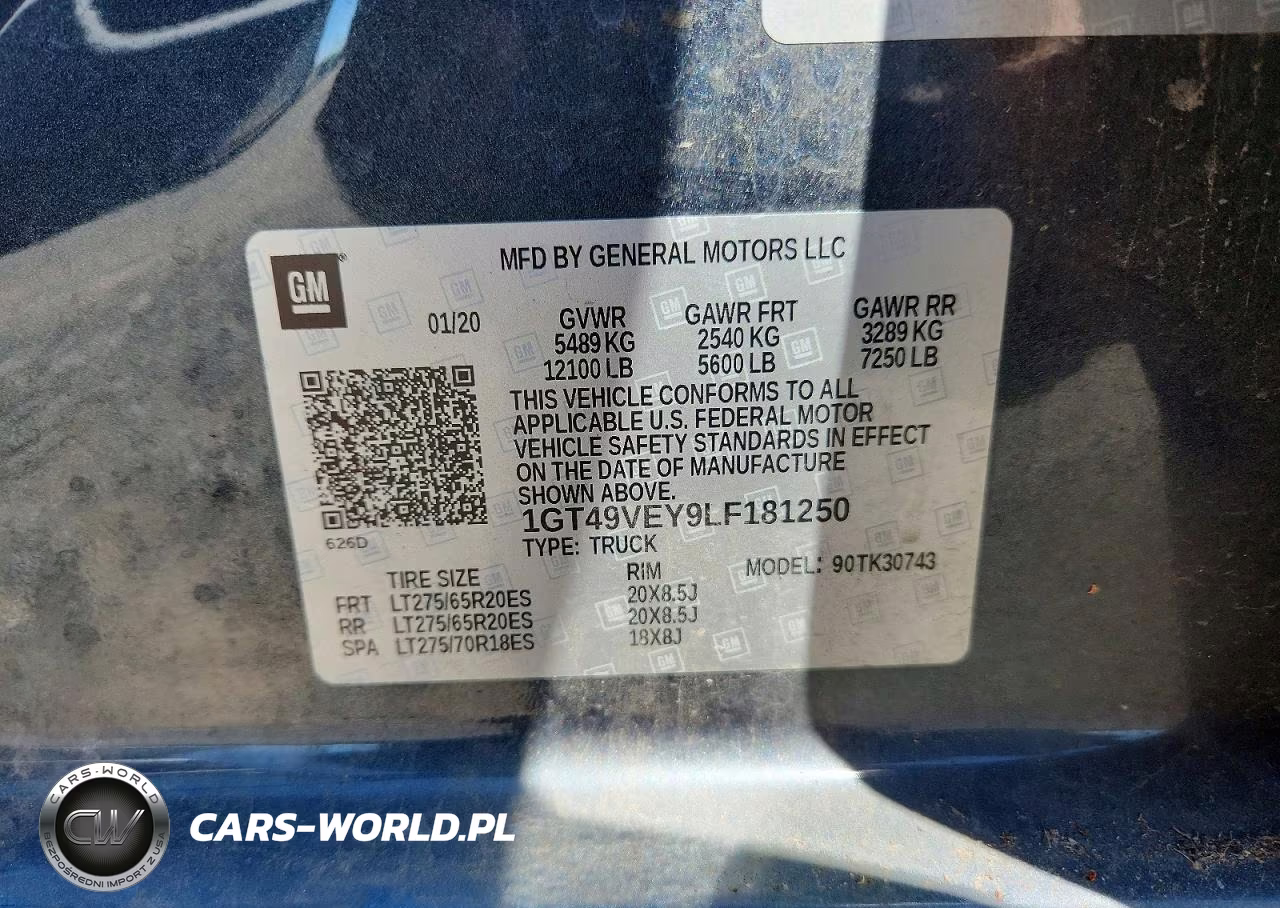 2020 GMC Sierra K3500 At4 VIN:1GT49VEY9LF181250 - 12