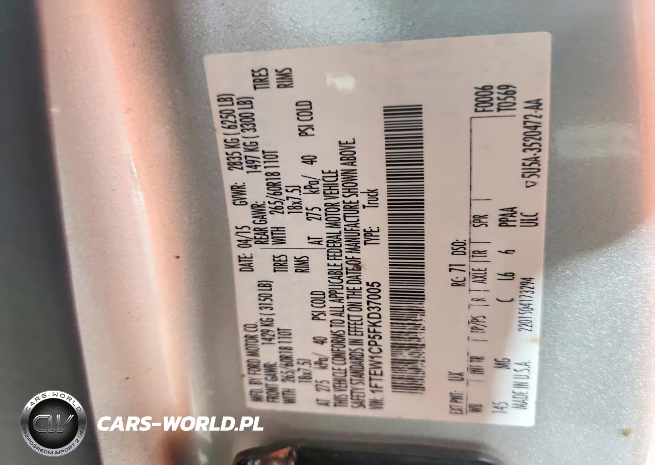 2015 Ford F150 Supercrew VIN:1FTEW1CP5FKD37005 - 13