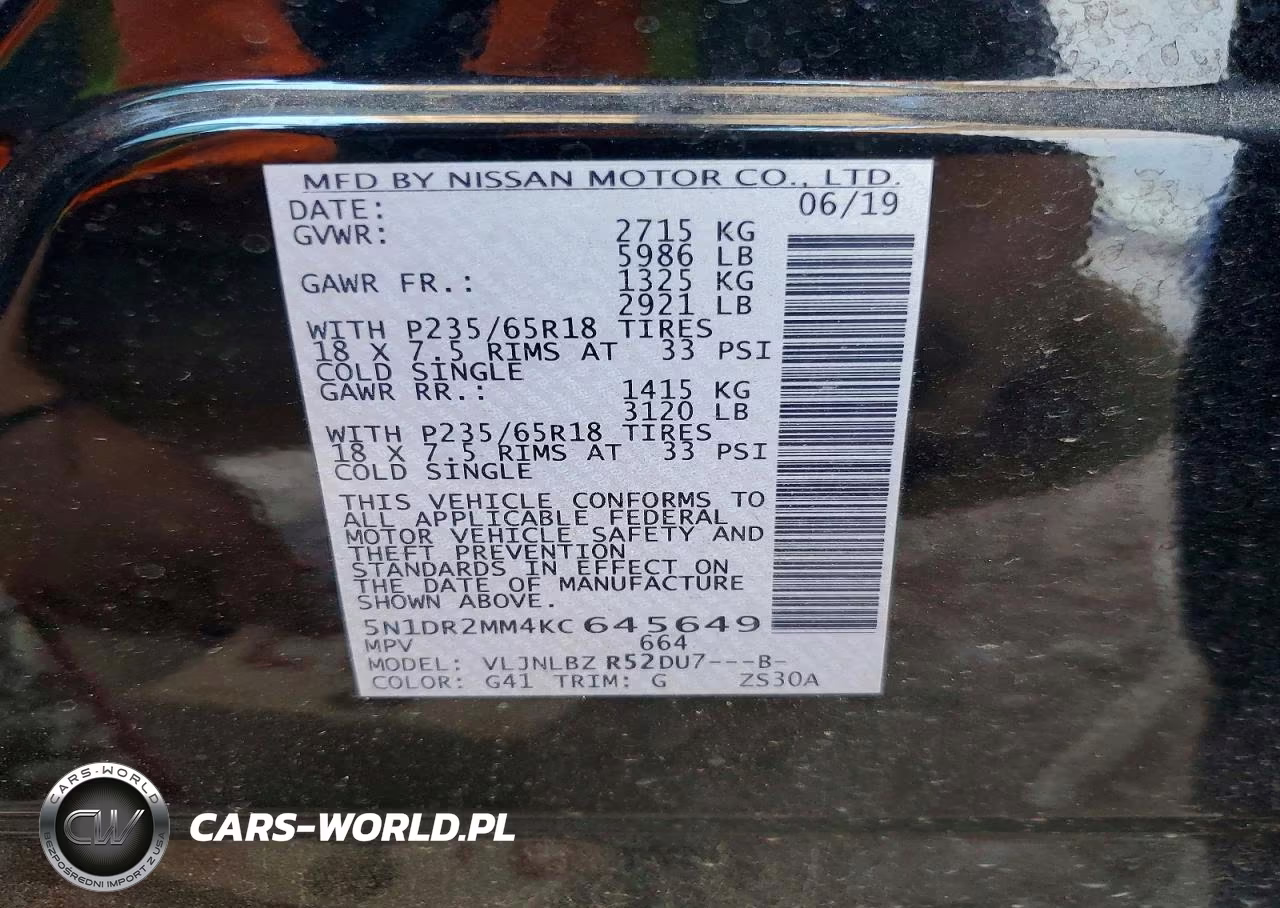 2019 Nissan Pathfinder S VIN:5N1DR2MM4KC645649 - 13