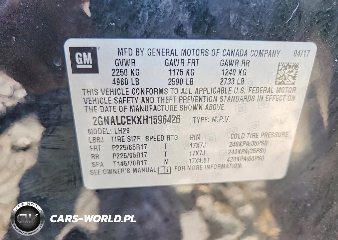 2017 Chevrolet Equinox Lt VIN:2GNALCEKXH1596426 - 12