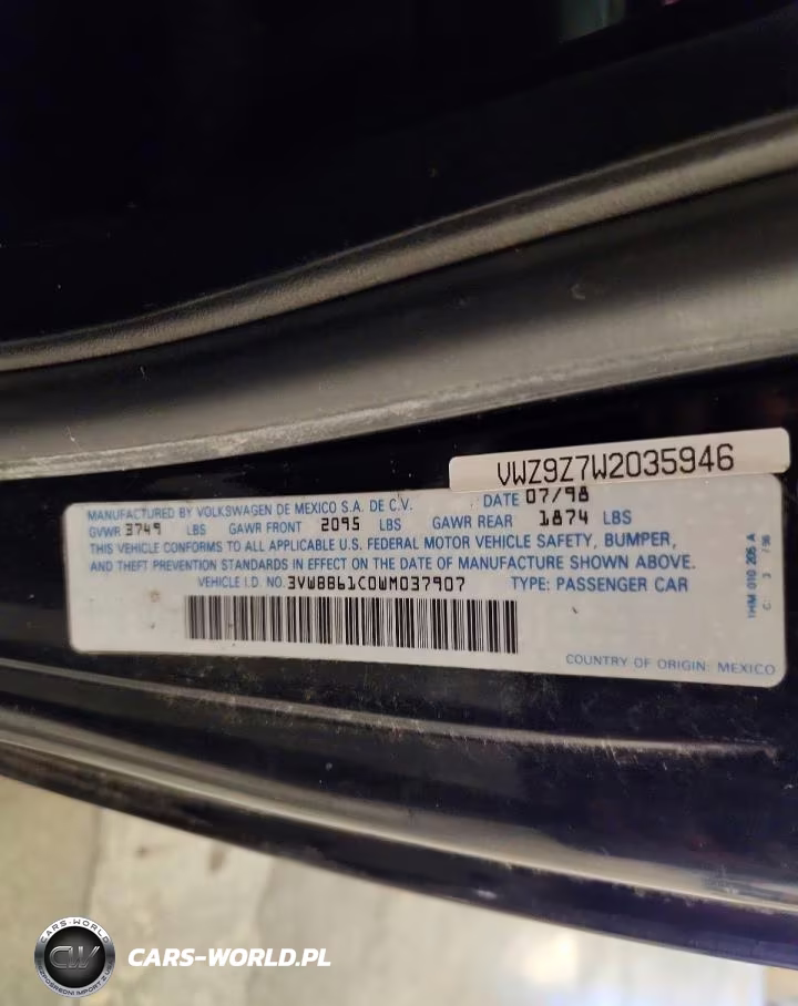 1998 Volkswagen New Beetle VIN:3VWBB61C0WM037907 - 12