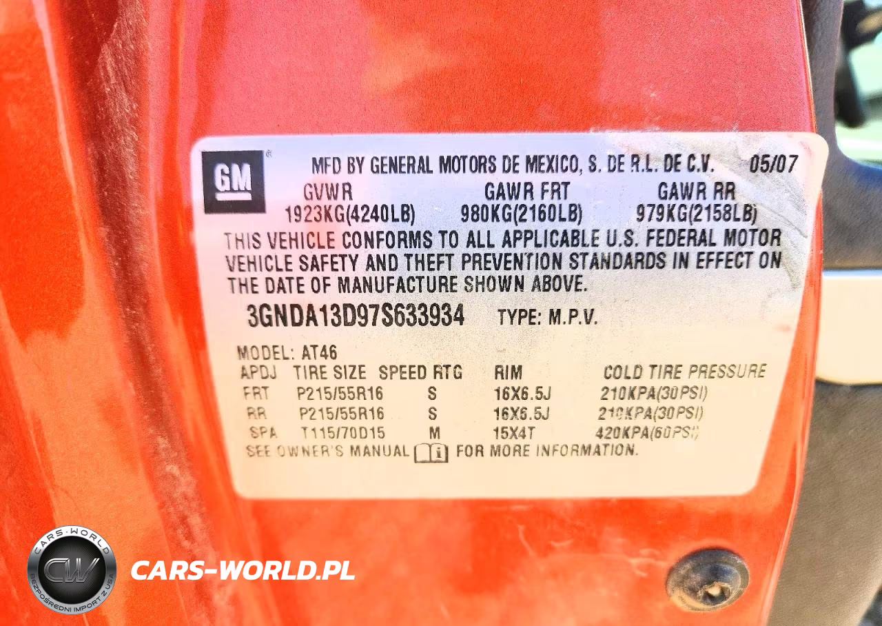 2007 Chevrolet Hhr Ls VIN:3GNDA13D97S633934 - 13