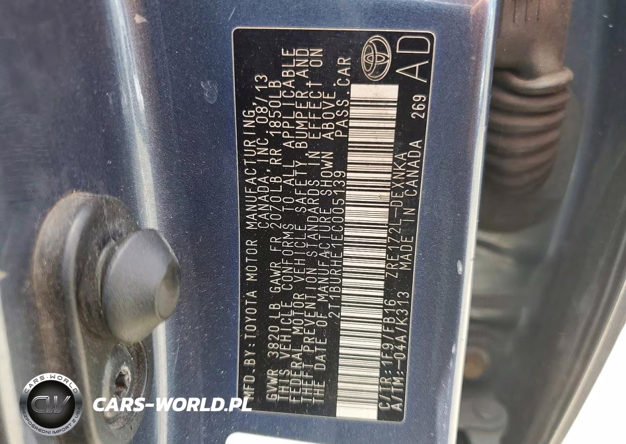 2014 Toyota Corolla Le VIN:2T1BURHE1EC005139 - 12