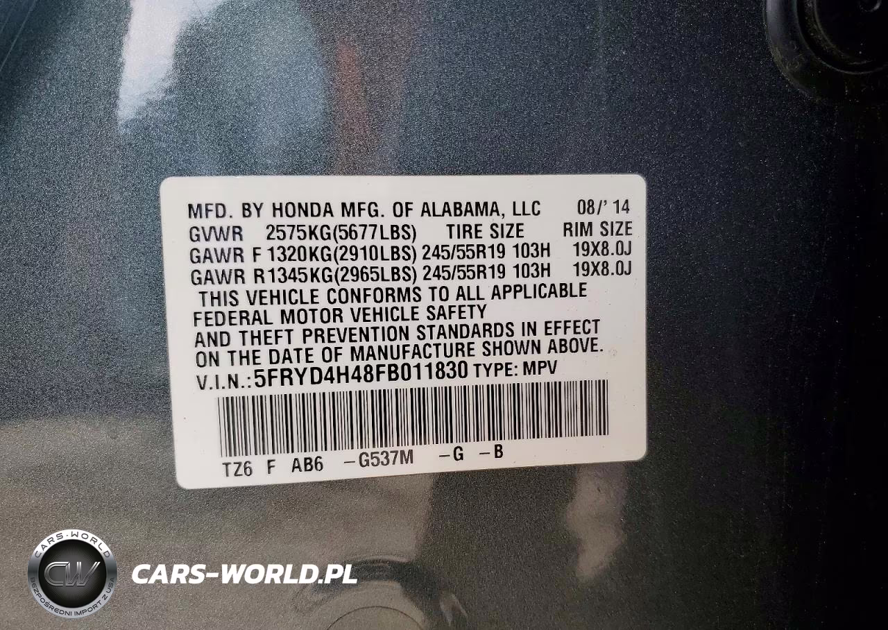 2015 Acura Mdx Technology VIN:5FRYD4H48FB011830 - 14