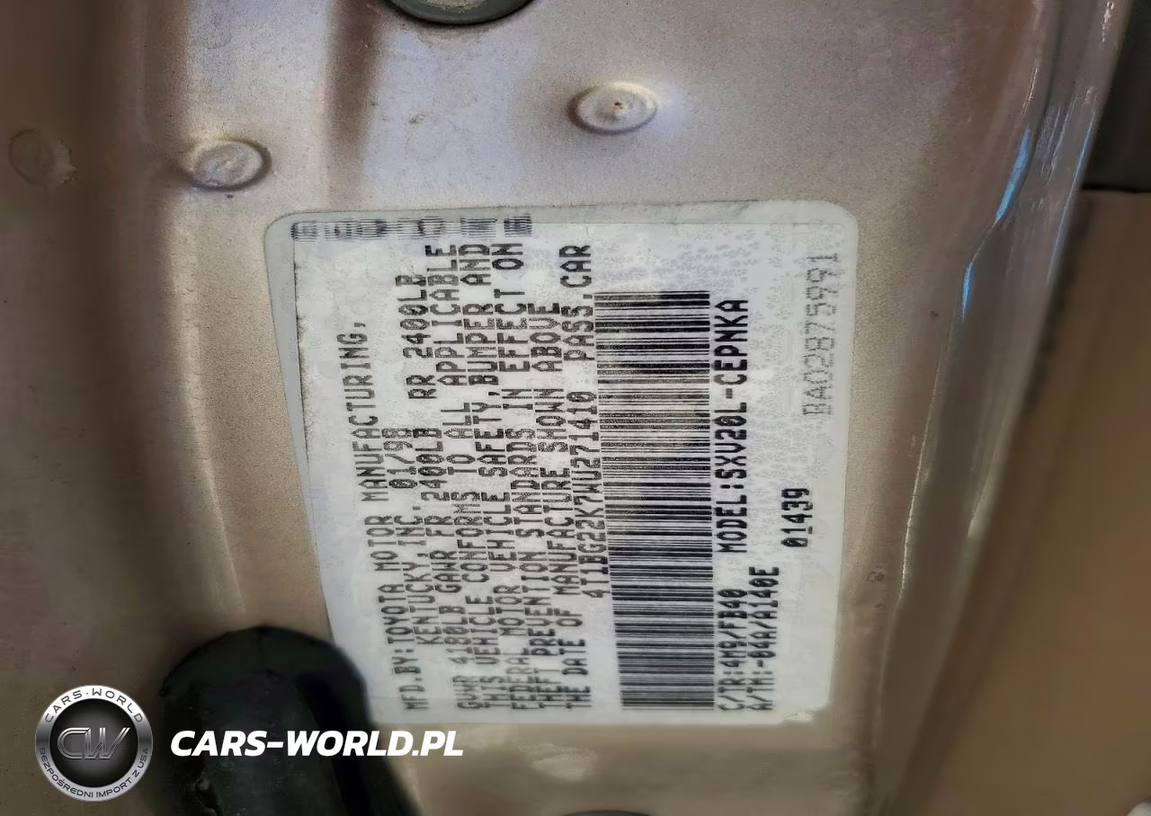 1998 Toyota Camry Le VIN:4T1BG22K7WU271410 - 12