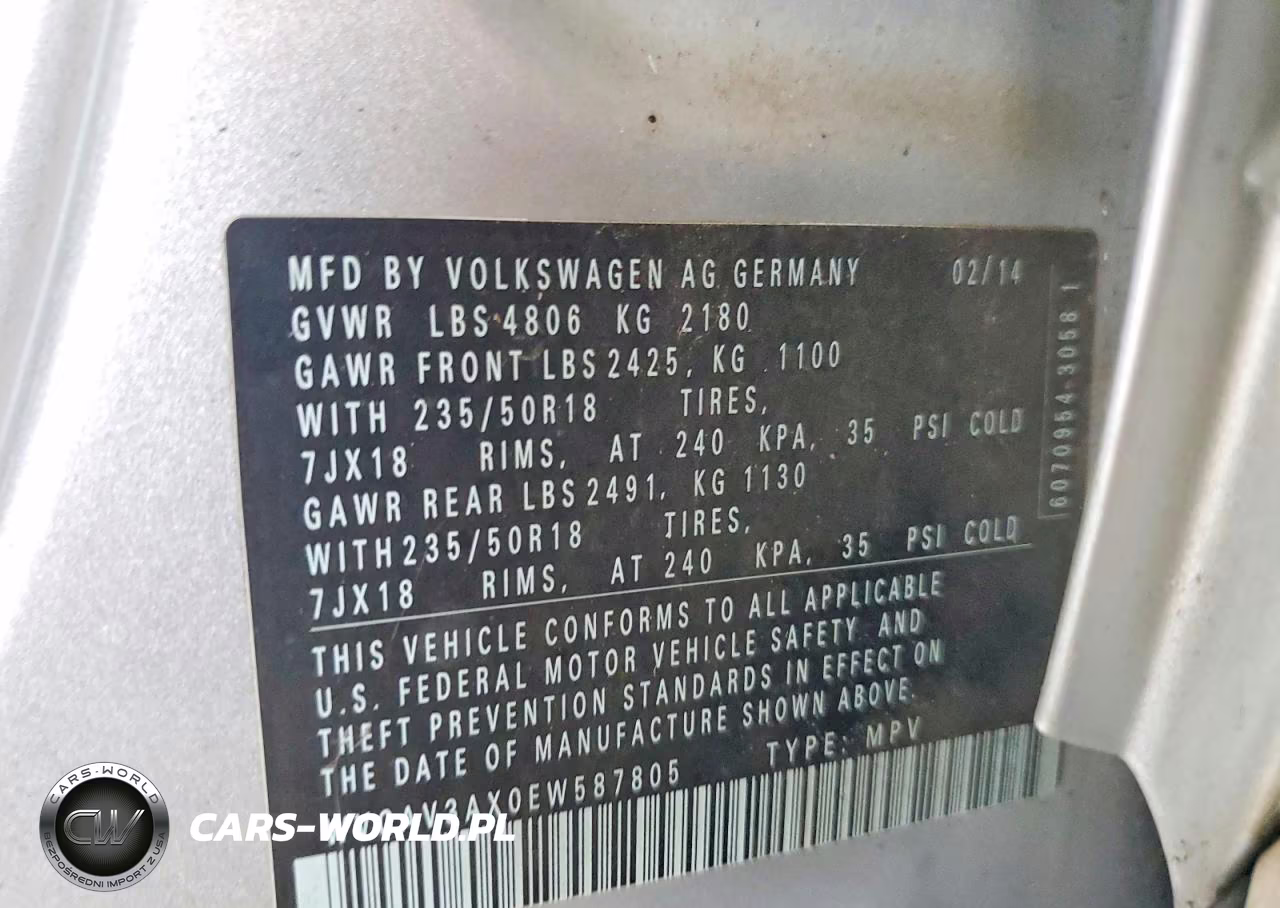 2014 Volkswagen Tiguan S-Se-Sel-R-Line VIN:WVGAV3AX0EW587805 - 14