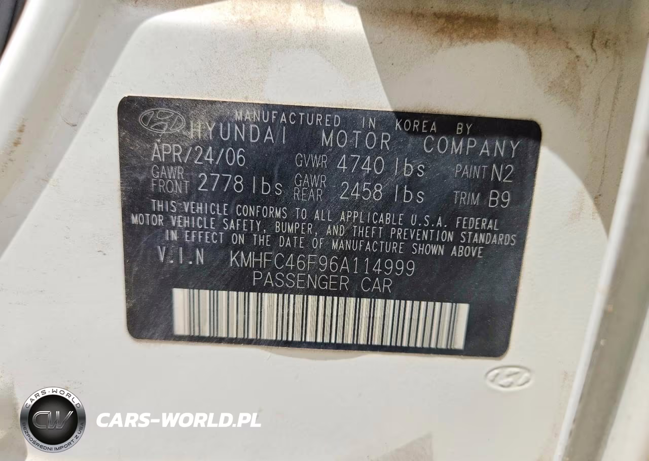 2006 Hyundai Azera Se VIN:KMHFC46F96A114999 - 12