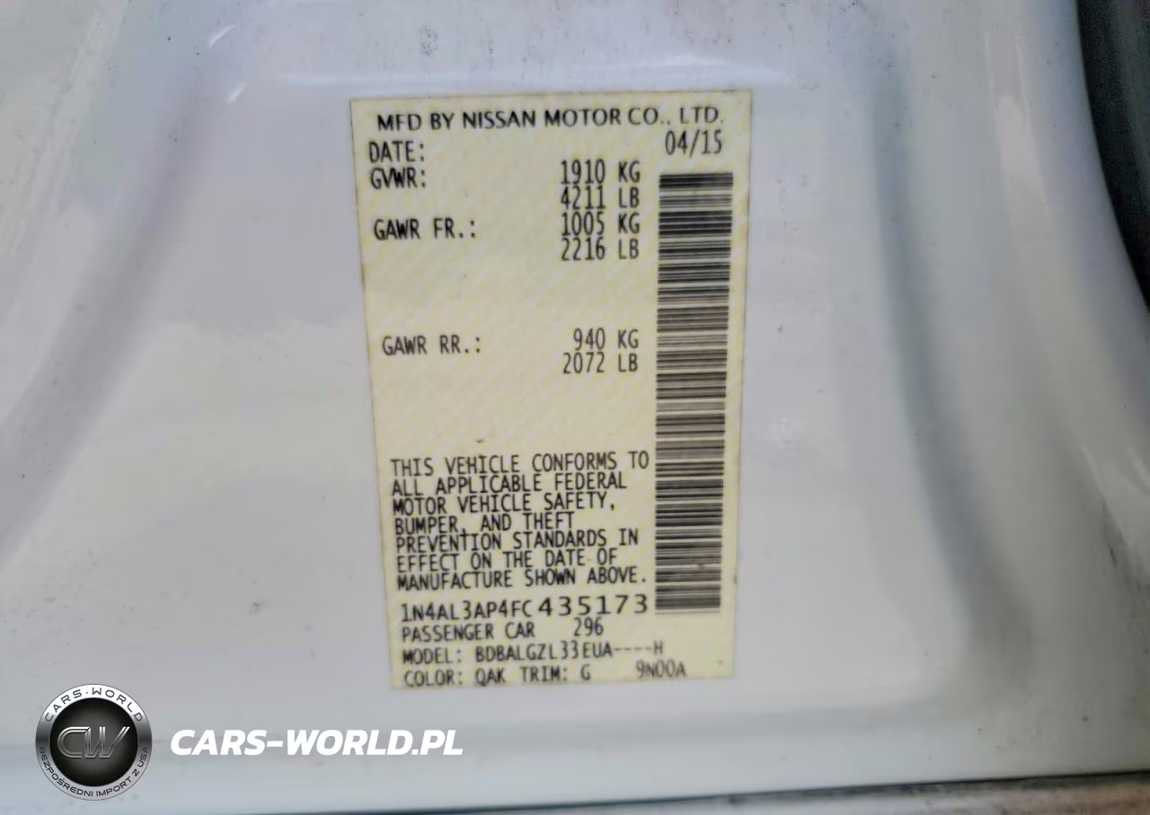 2015 Nissan Altima 2.5 S VIN:1N4AL3AP4FC435173 - 12