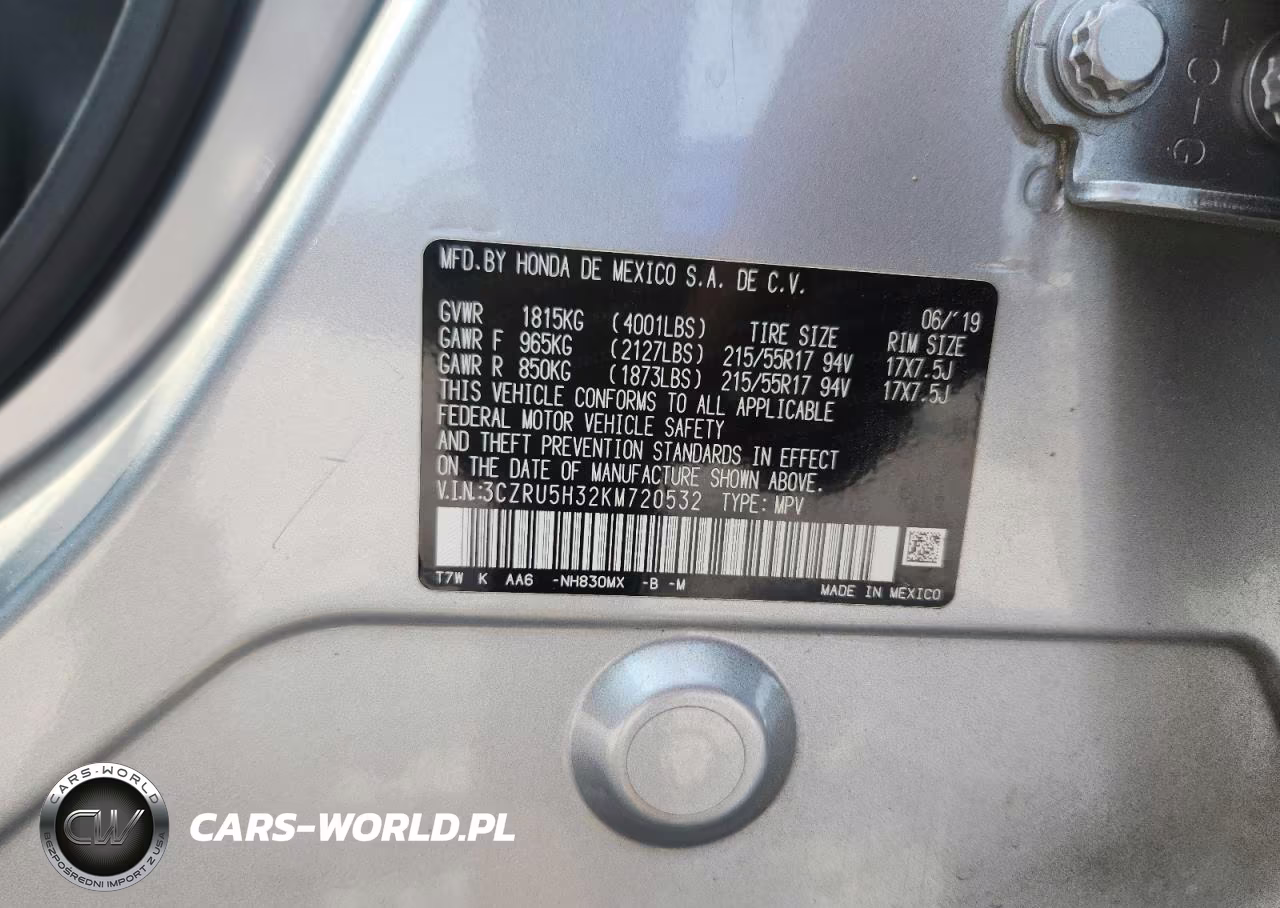 HONDA HR-V LX VIN:3CZRU5H32KM720532 - 13