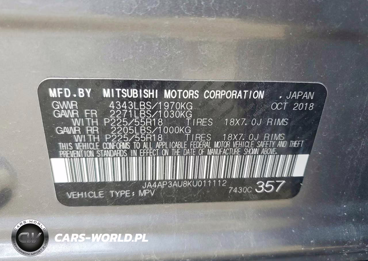 2019 Mitsubishi Outlander Sport Es VIN:JA4AP3AU8KU011112 - 13