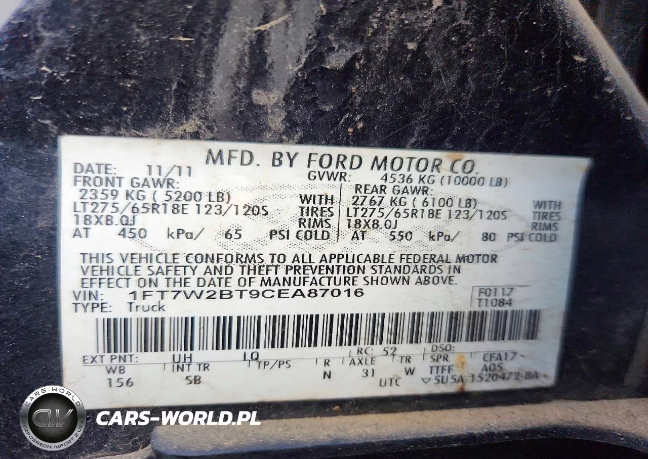 2012 Ford F250 Super Duty VIN:1FT7W2BT9CEA87016 - 12
