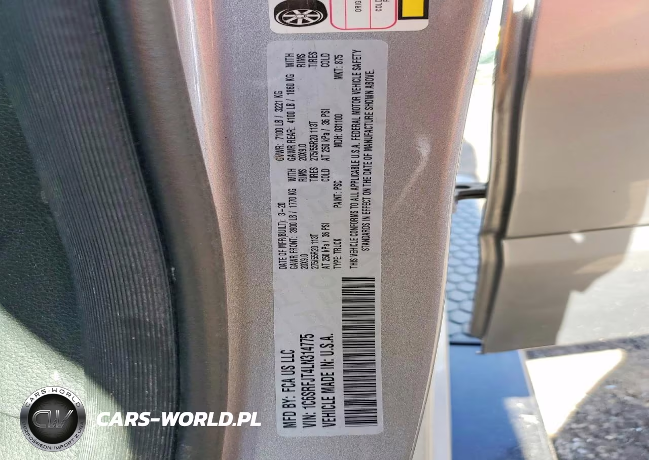 2020 Ram 1500 Laramie VIN:1C6SRFJT4LN314775 - 12
