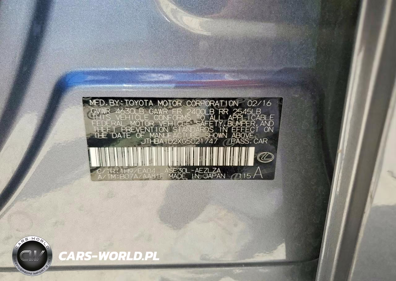 2016 Lexus Is 200T VIN:JTHBA1D2XG5021747 - 12