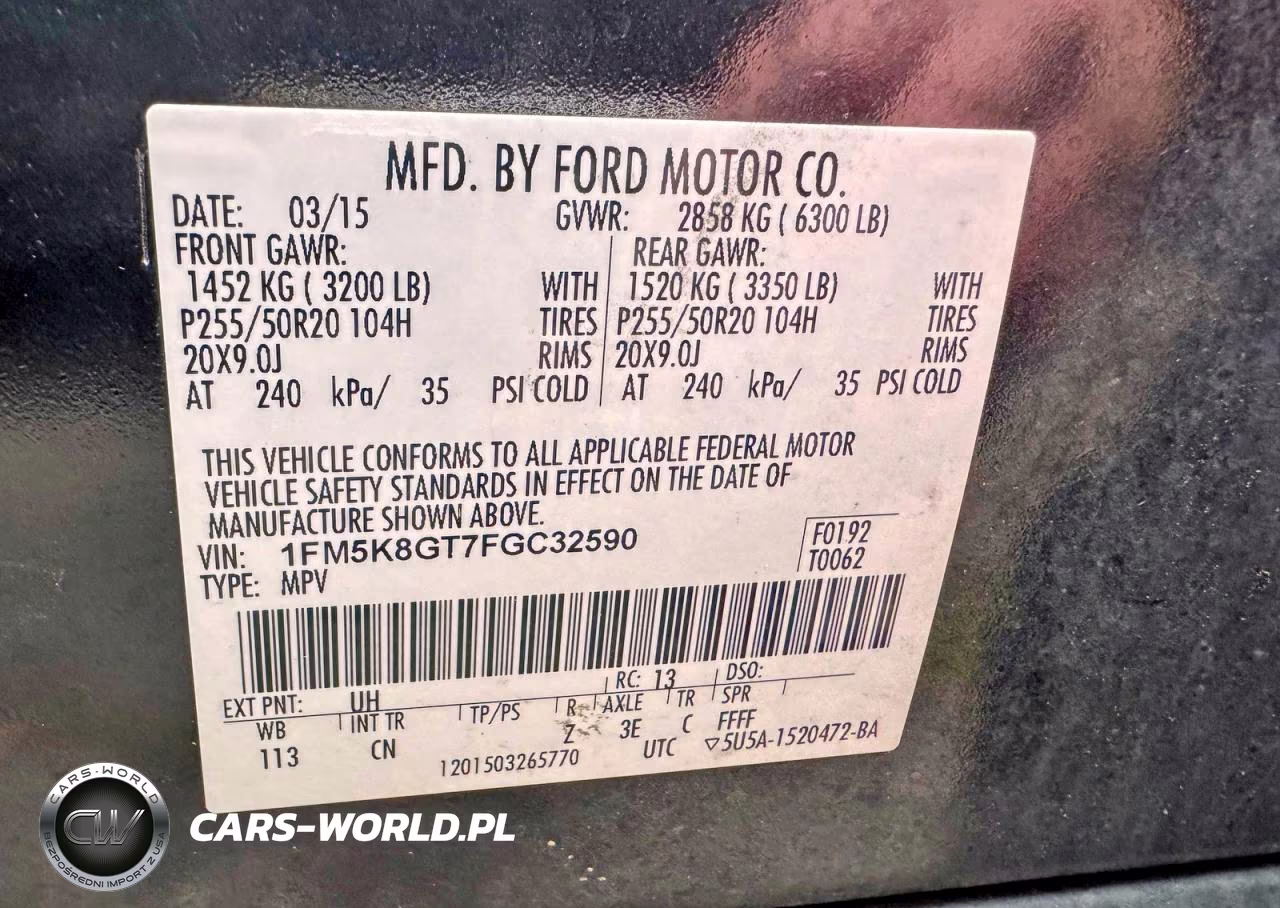 2015 Ford Explorer Sport VIN:1FM5K8GT7FGC32590 - 10