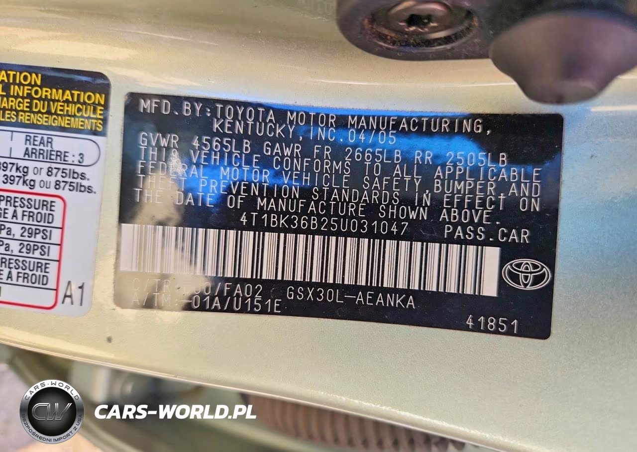 2005 Toyota Avalon Xl VIN:4T1BK36B25U031047 - 12
