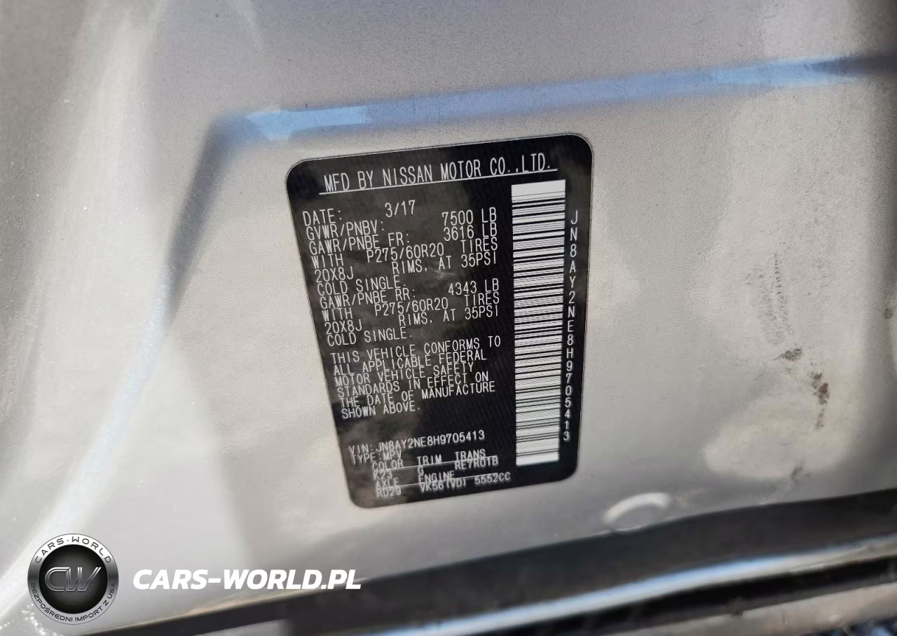 2017 Nissan Armada Platinum VIN:JN8AY2NE8H9705413 - 13
