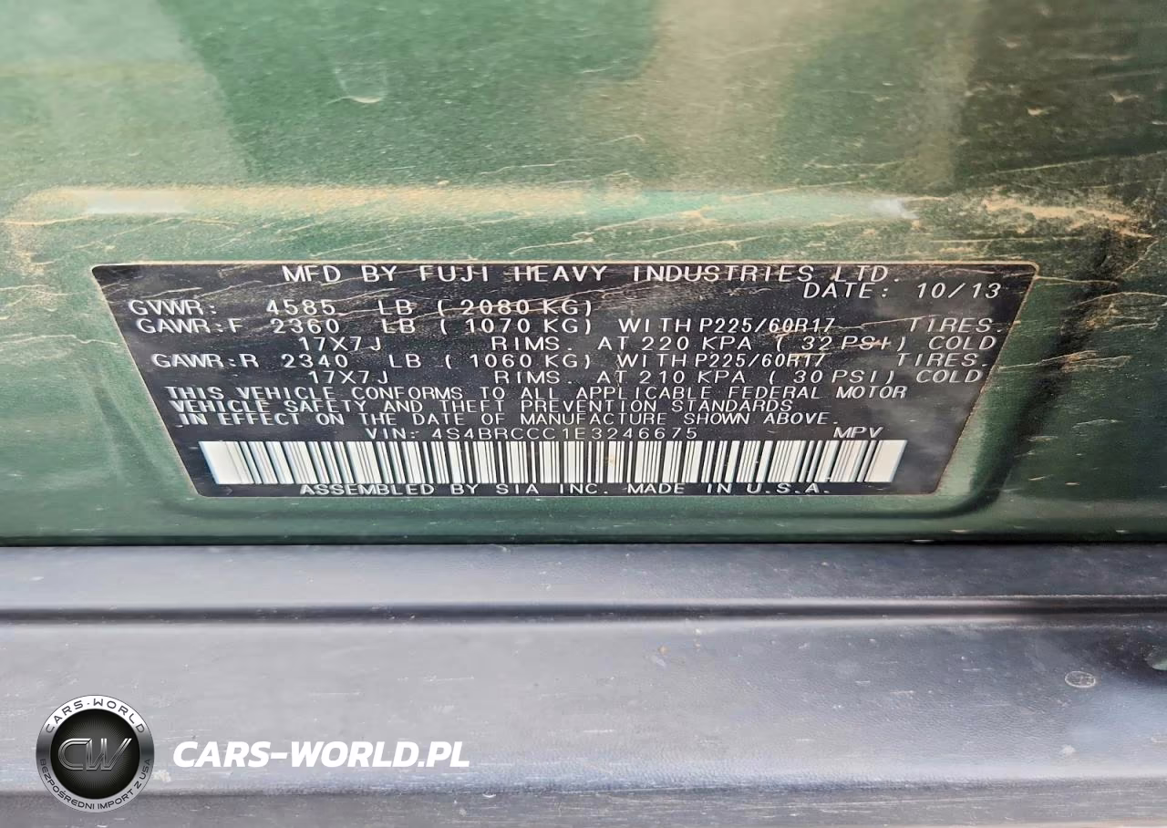 2014 Subaru Outback 2.5I Premium VIN:4S4BRCCC1E3246675 - 13