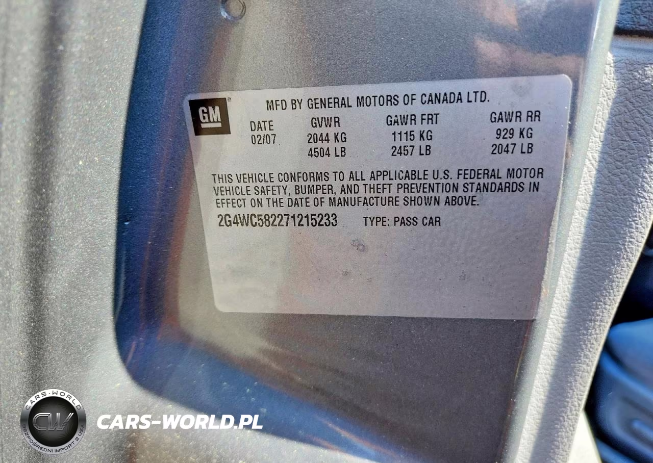 2007 Buick Lacrosse Cx VIN:2G4WC582271215233 - 12
