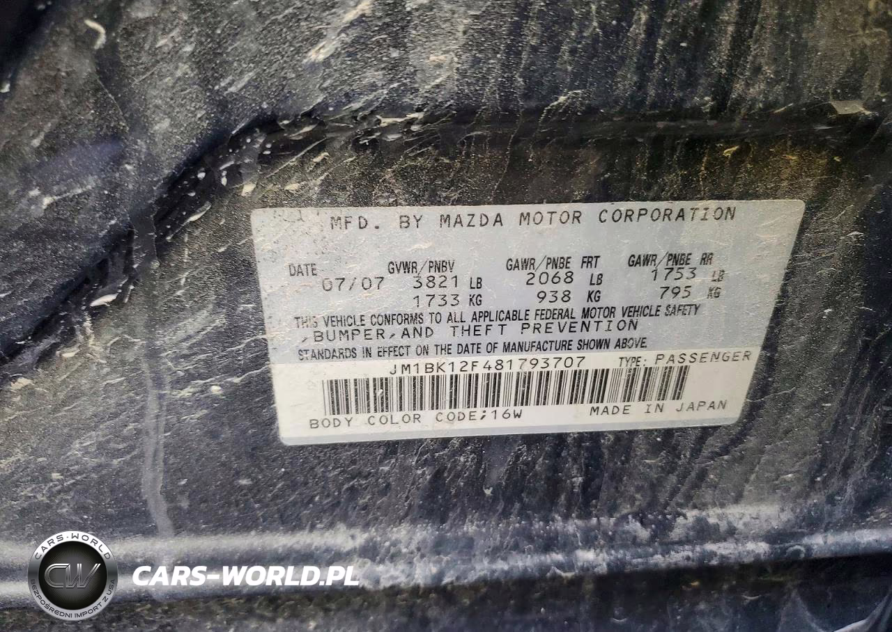 2008 Mazda 3 I VIN:JM1BK12F481793707 - 12