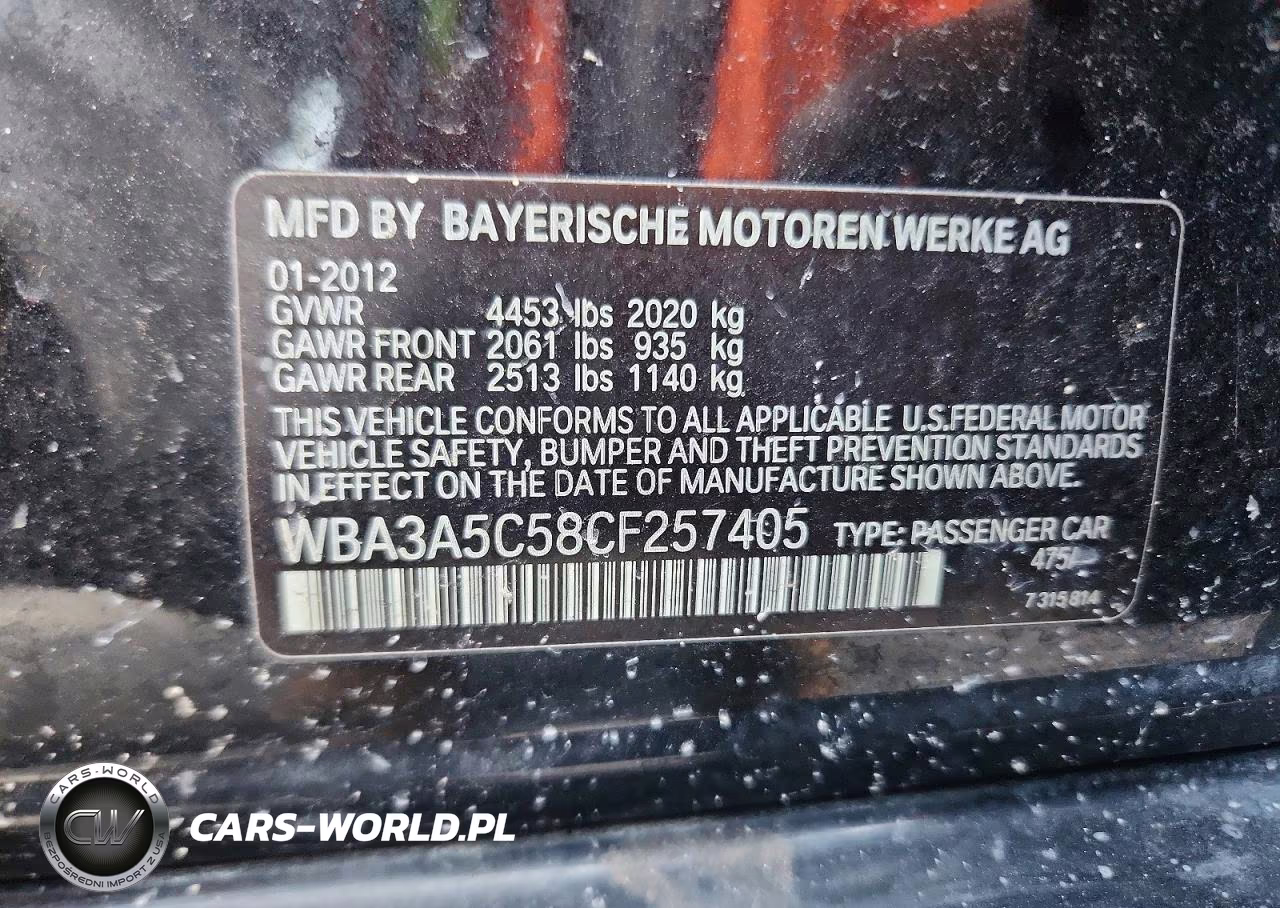 2012 BMW 328 I VIN:WBA3A5C58CF257405 - 12