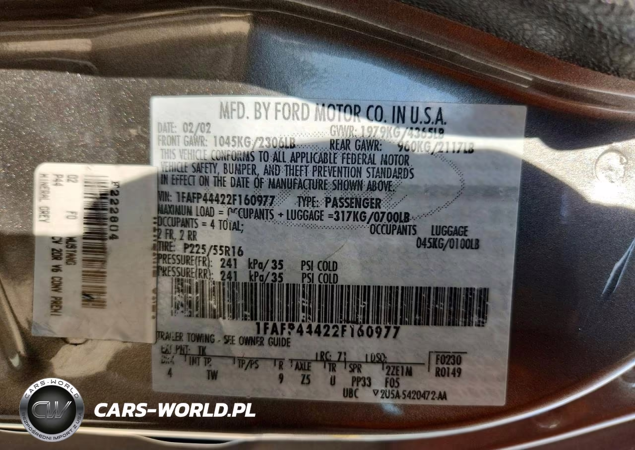 2002 Ford Mustang VIN:1FAFP44422F160977 - 13