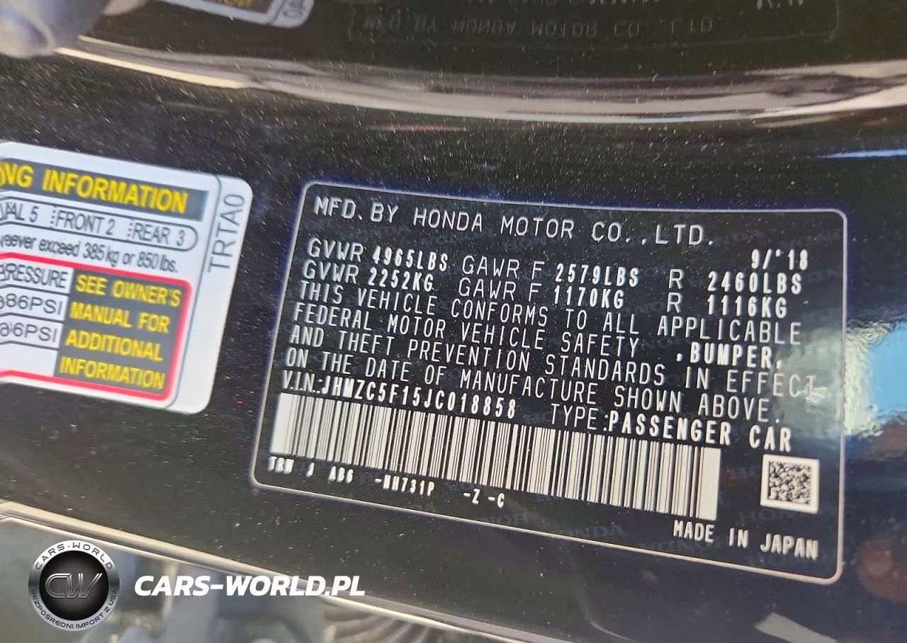 2018 Honda Clarity VIN:JHMZC5F15JC018858 - 13