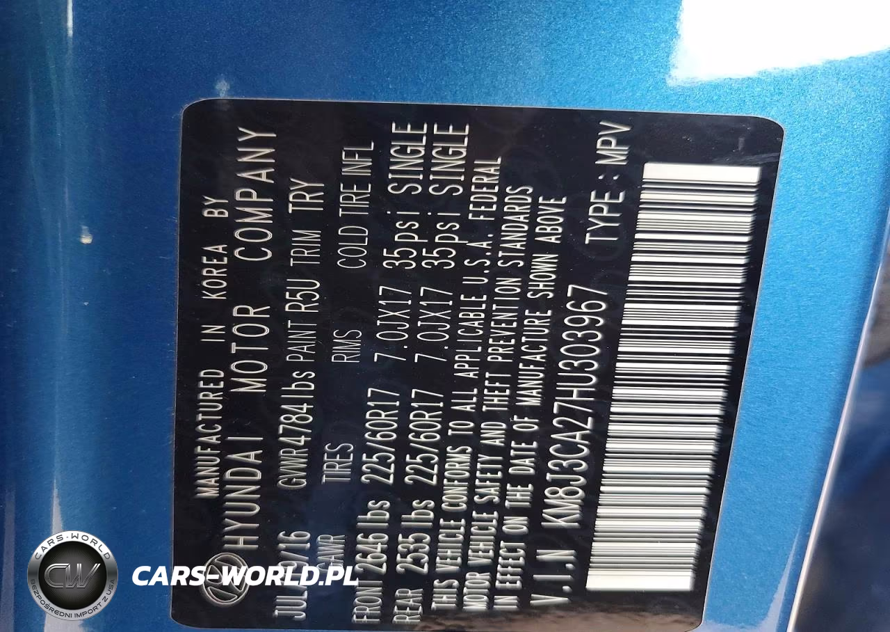 2017 Hyundai Tucson Eco VIN:KM8J3CA27HU303967 - 13