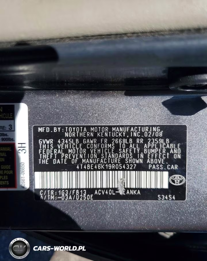 2009 Toyota Camry Le VIN:4T4BE46K19R054327 - 12