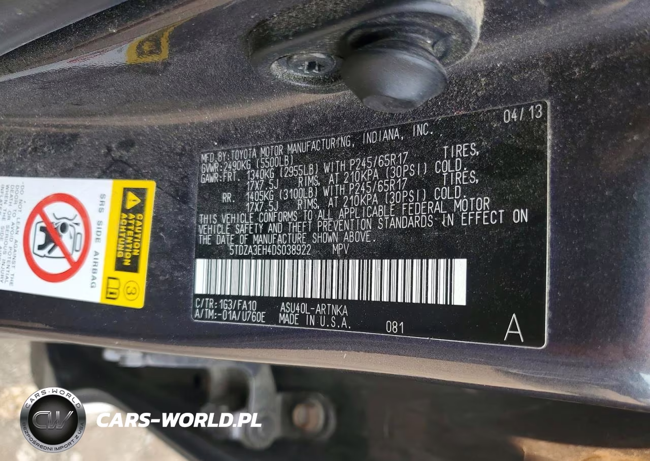 2013 Toyota Highlander Plus VIN:5TDZA3EH4DS038922 - 13